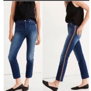 Madewell Blue Ankle Jeans with Red Stripe